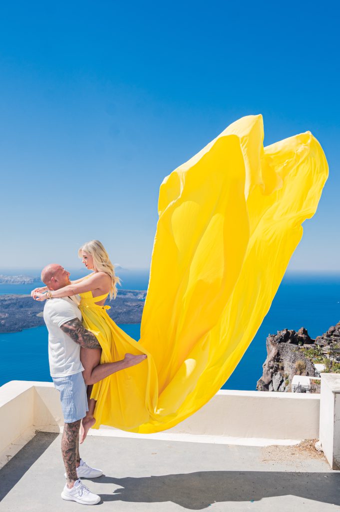 couple flying dress