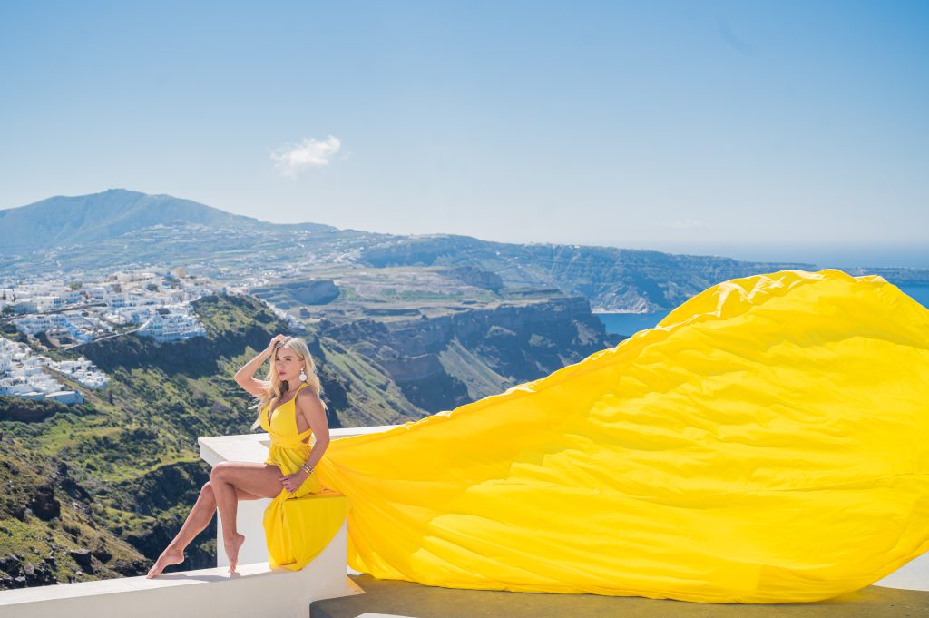 imerovigli yellow dress